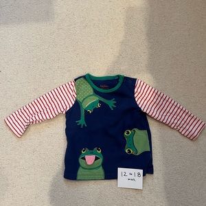 Baby Boden appliqué long sleeve shirt with frog
